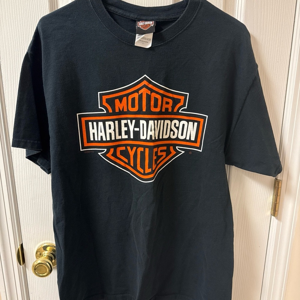 VTG-Harley Davidson T Shirt Mens Size Large Blk- Mens Plainfield, IN 2009 Shield